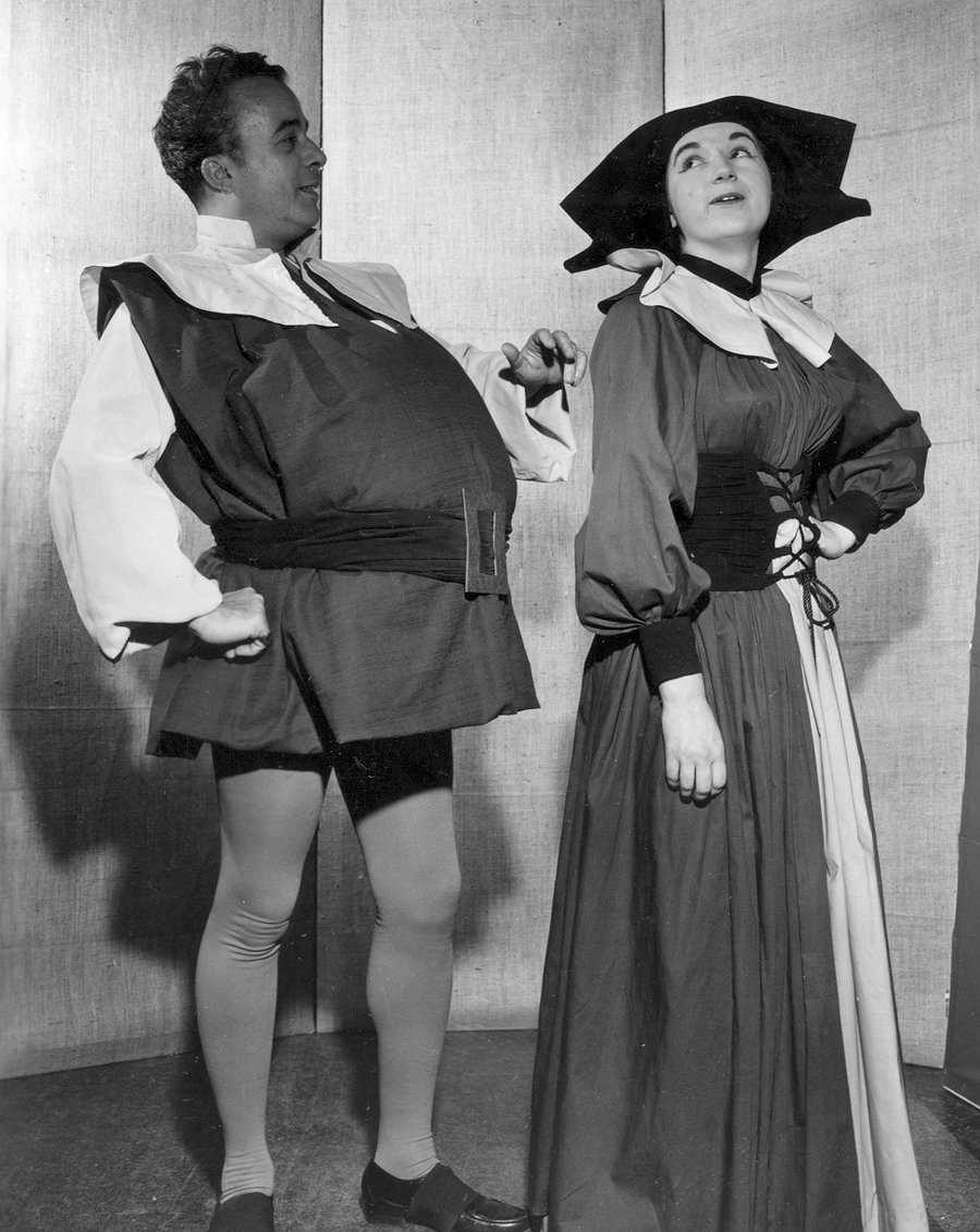 Archival photograph 0000700 — a man and a woman in period theatrical costume, incorrectly flagged as Native American imagery